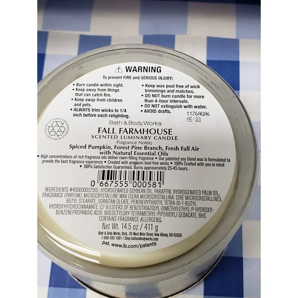 BBW Fall Farmhouse Large 3 Wick Candle Home Fragrance Decor - Picture 2 of 2